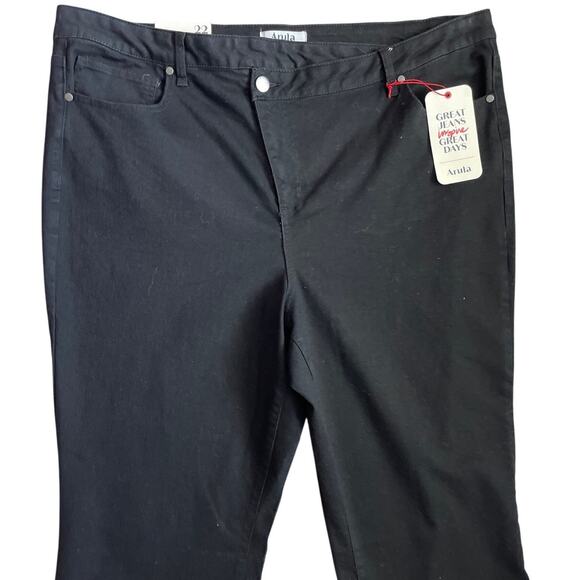 Arula Plus 28.5”‎ High-Rise Cross-Waist Straight Fit Stretch Black Jeans Size 22 - Picture 5 of 9
